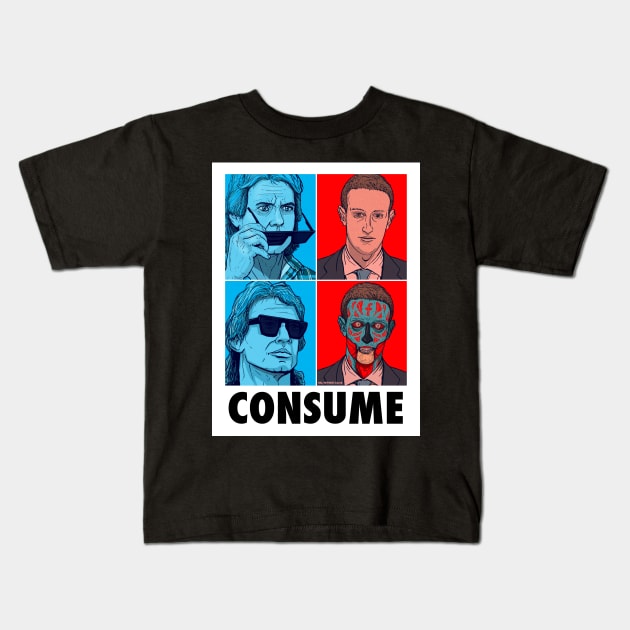 PUT ON THE GLASSES - THEY LIVE + ZUCKERBERG Kids T-Shirt by HalHefner